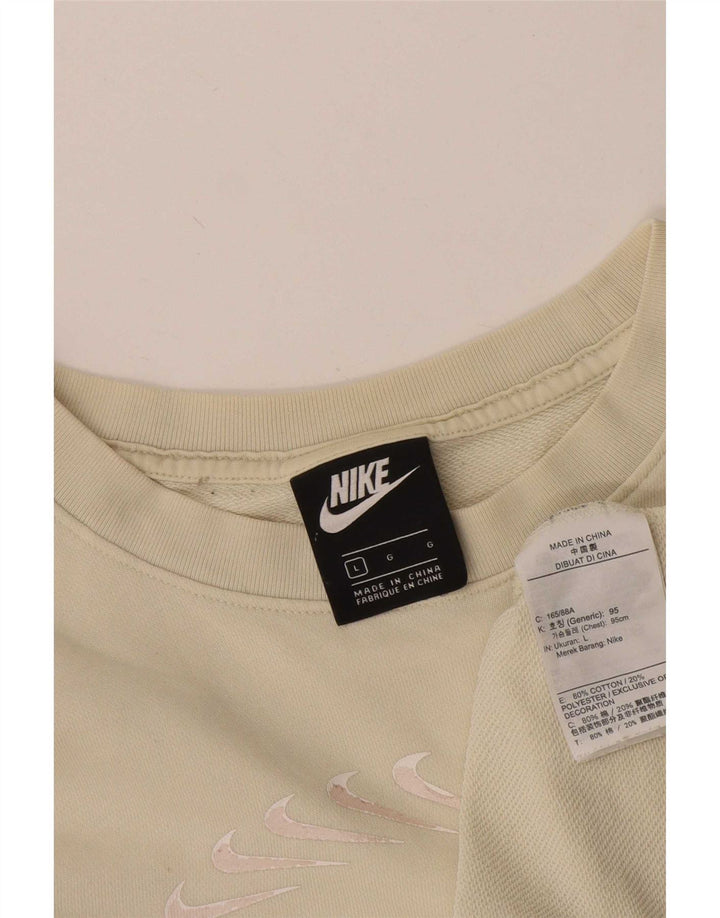 Pulover supradimensionat cu grafic Nike pentru femei UK 16, mare, bej, bumbac