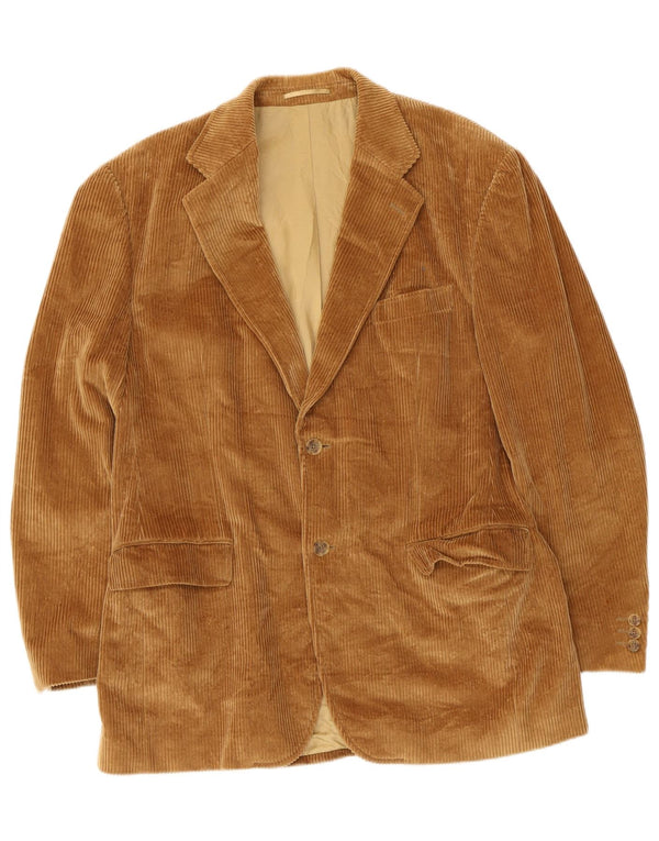 Jachetă vintage pentru bărbați, cu 2 nasturi, din velur, UK 40, bumbac maro mare