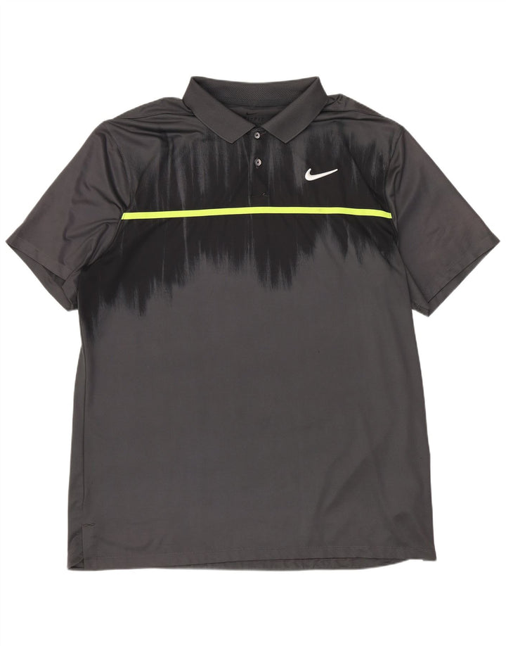 Tricou polo Nike Dri Fit Standard Fit pentru bărbați, mare, gri, poliester color bloc