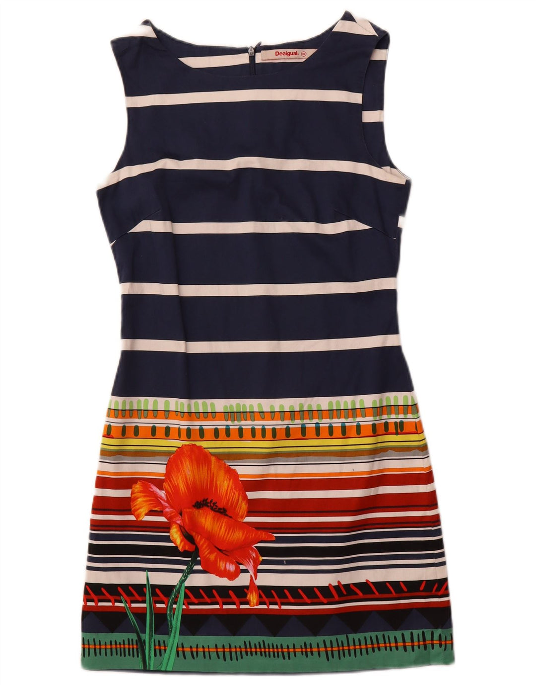 Rochie teacă fără mâneci pentru femei Desigual EU 36 Mic bleumarin cu dungi