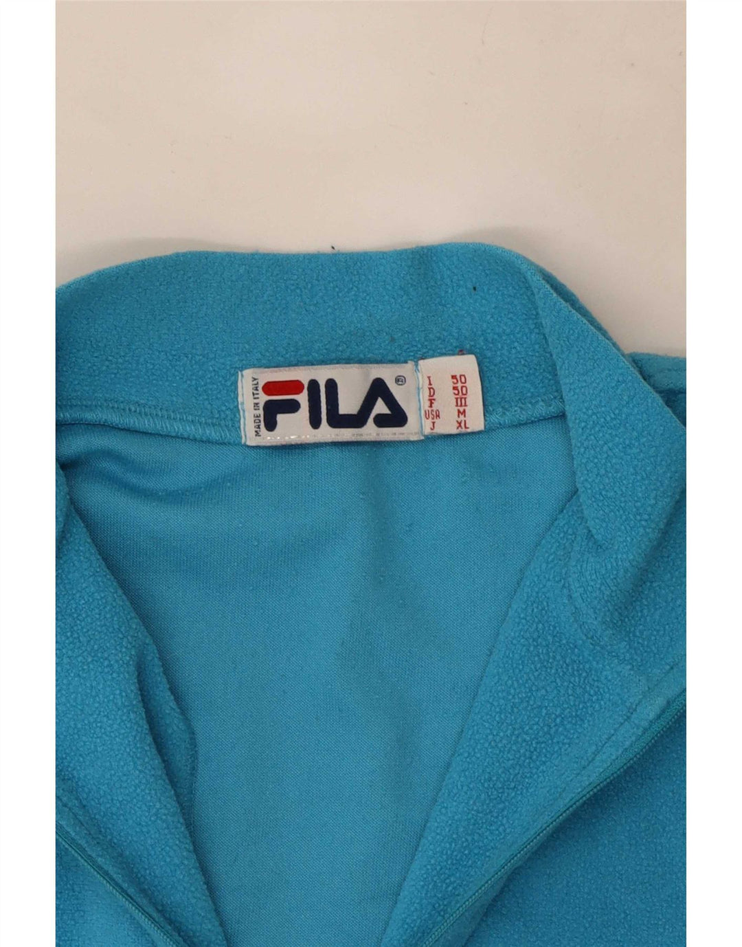 Pulover Fila pentru bărbați, cu fermoar și gât, din lână IT 50, albastru mediu