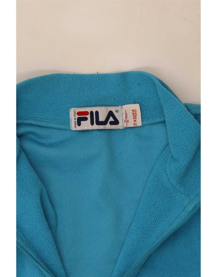 Pulover Fila pentru bărbați, cu fermoar și gât, din lână IT 50, albastru mediu