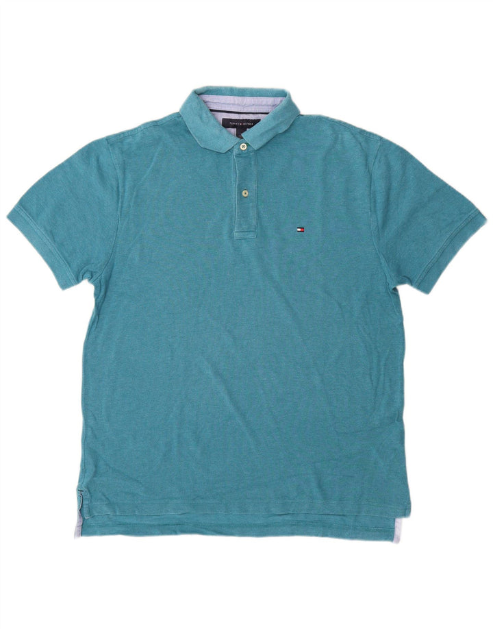 Tricou polo TOMMY HILFIGER pentru bărbați, bumbac albastru mediu