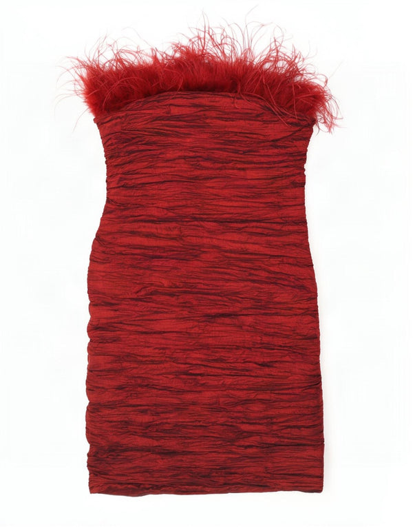 Rochie vintage pentru femei, fără bretele, bodycon UK 12 Burgundy mediu