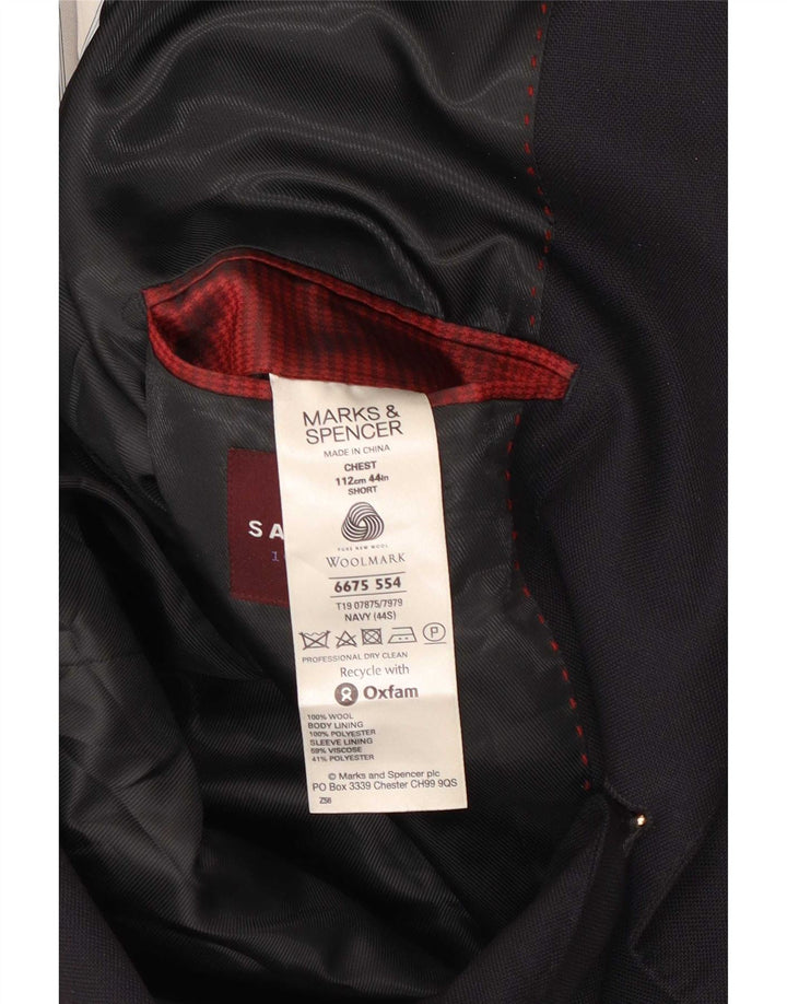 Jachetă pentru bărbați Marks & Spencer, cu 2 nasturi, UK 44 XL Lână bleumarin
