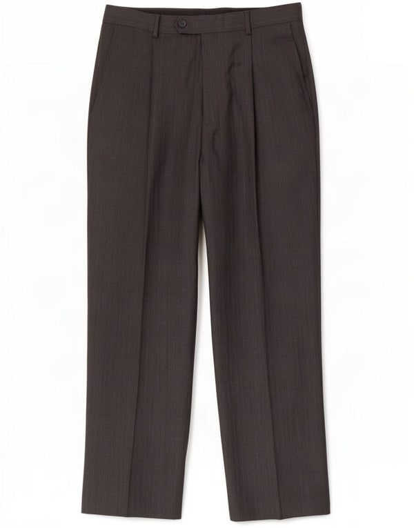 Marks & Spencer Pantaloni de costum drept bărbați L32 L29 Lână nouă cu dungi maro