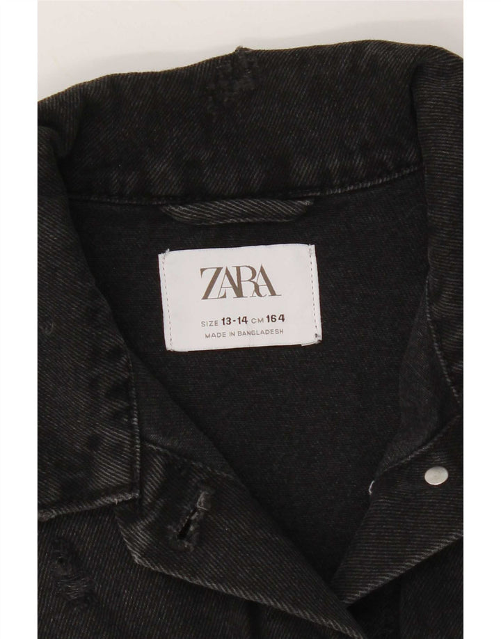 Jachetă Zara Fete Denim 13-14 Ani Negru