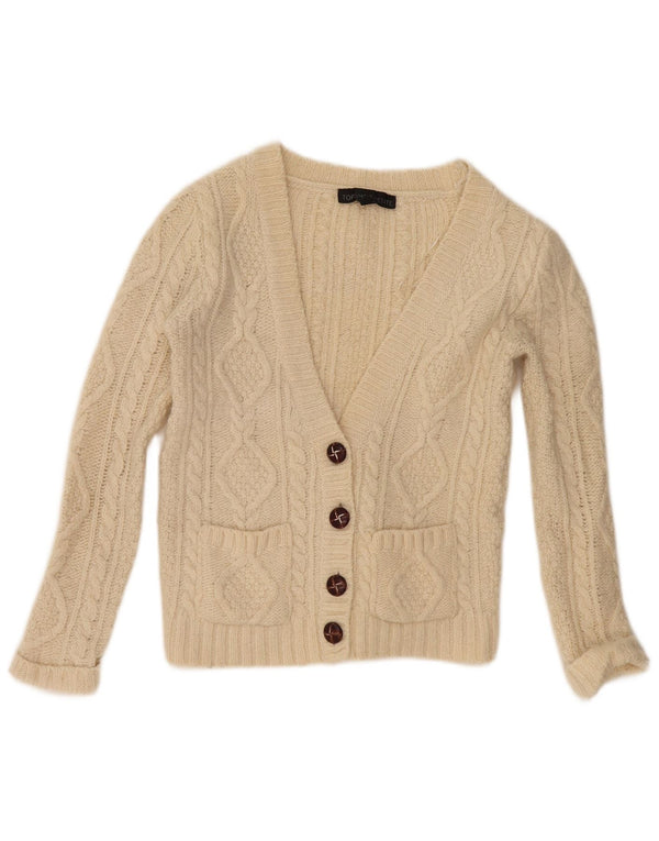 Topshop Pulover Crop Cardigan pentru Femei UK 6 XS Lână Bej