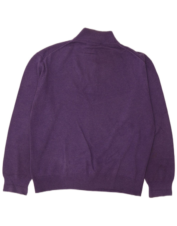 Pulover pentru bărbați Gant, cu fermoar și gât, bumbac XL violet