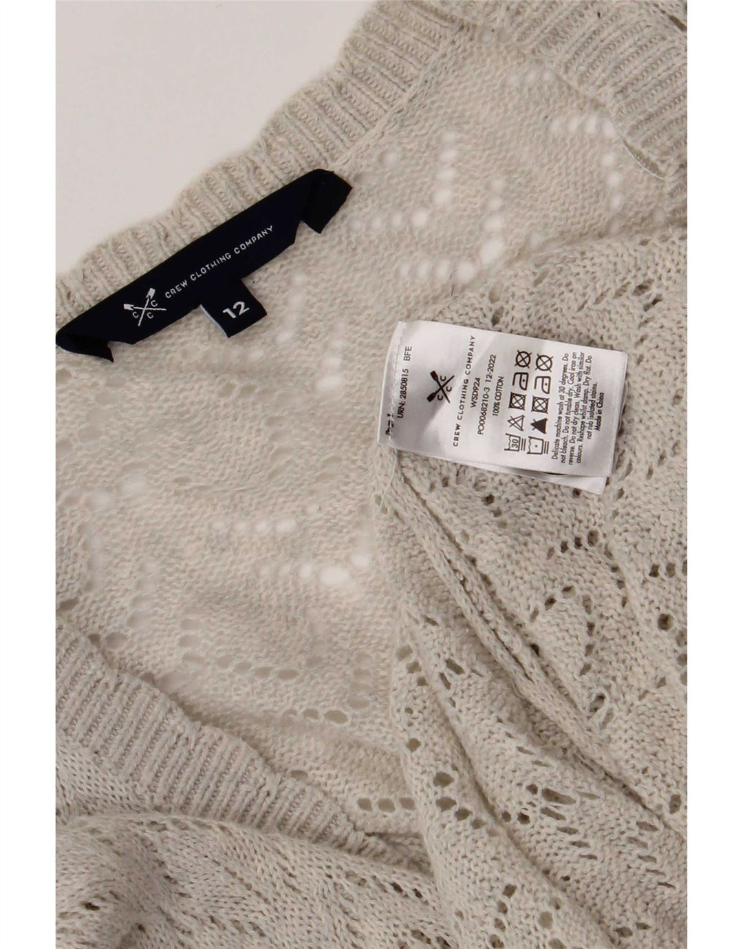 Crew Clothing Pulover cardigan supradimensionat pentru femei UK 12 Bumbac gri mediu