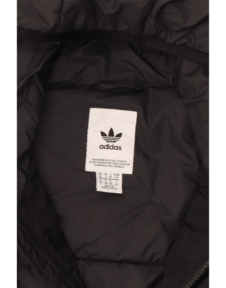 ADIDAS Womens Hooded Padded Jacket UK 10 Small Black Polyester
