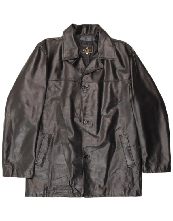 Geacă din piele vintage pentru bărbați IT 52 XL din piele neagră