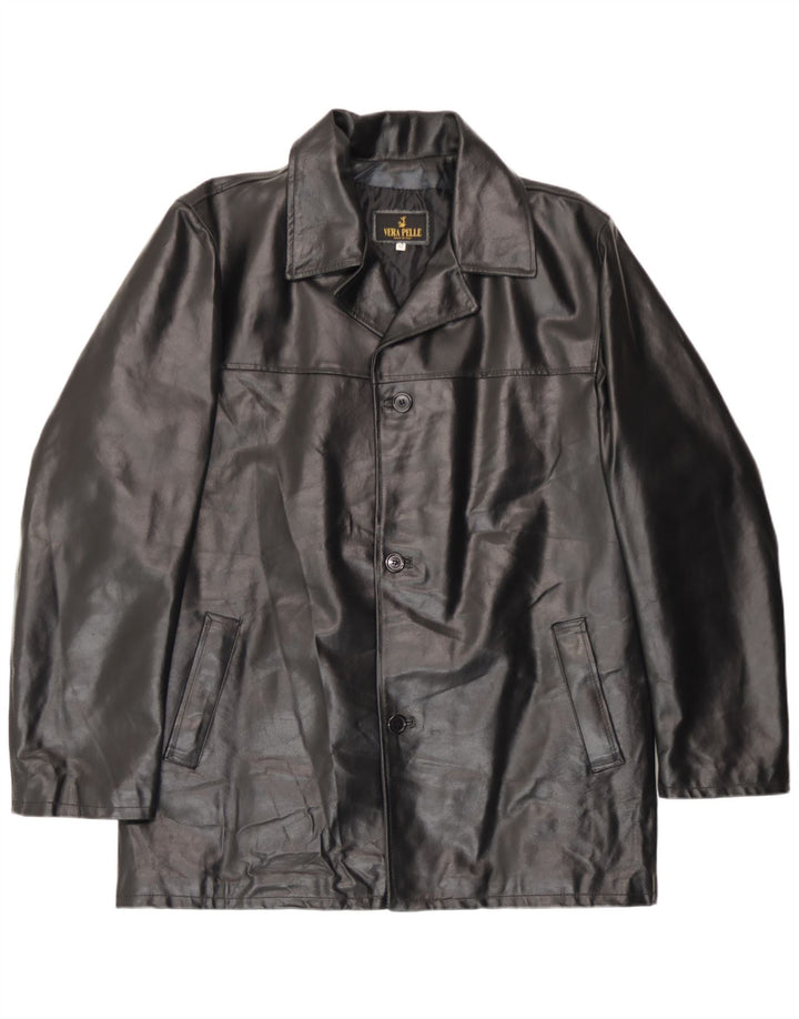 Geacă din piele vintage pentru bărbați IT 52 XL din piele neagră
