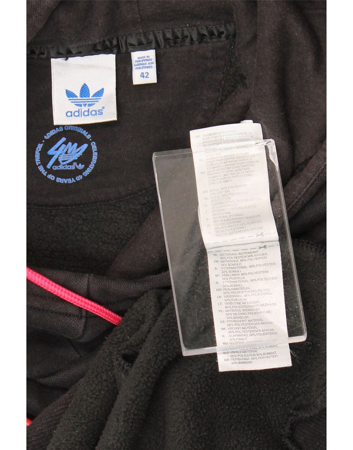 Pulover cu glugă cu lungă grafică Adidas pentru femei EU 42 Poliester mediu negru