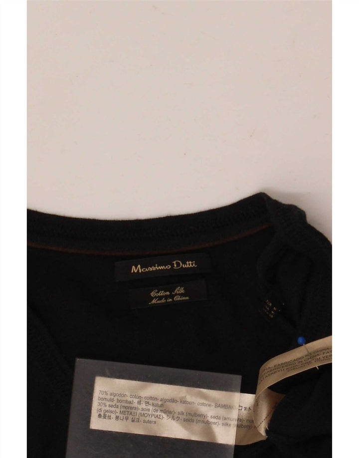 Pulover Massimo Dutti pentru bărbați, cu decolteu în V, bumbac mediu albastru bleumarin