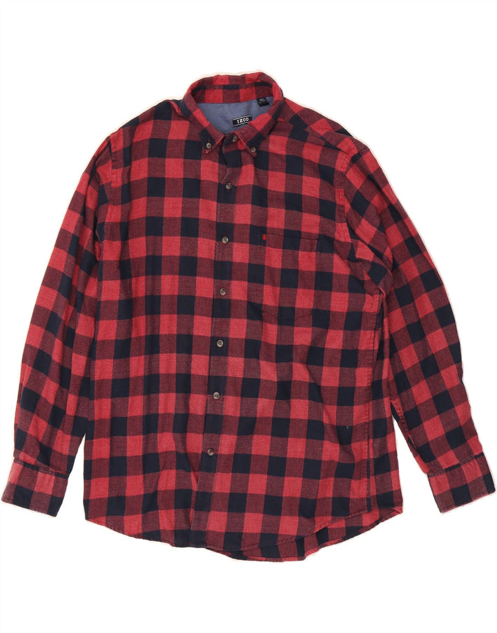 IZOD Mens Flannel Shirt Large Red Check Cotton Vintage Izod and Second-Hand Izod from Messina Hembry 