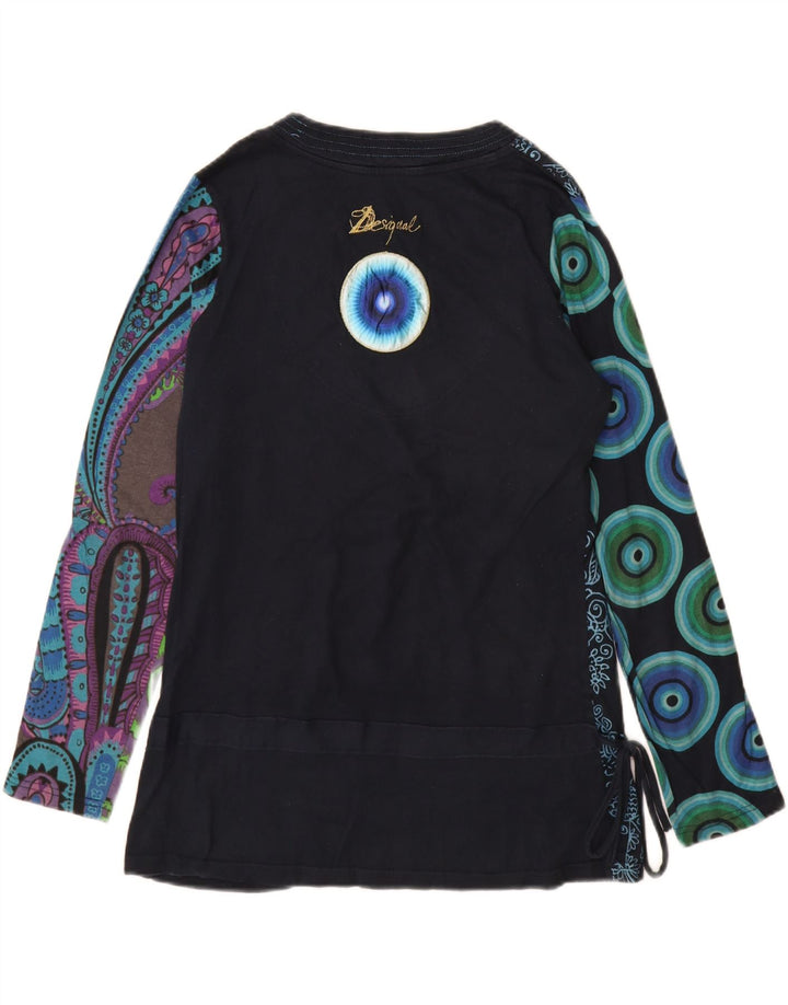 Top grafic pentru femei Desigual cu mânecă lungă UK 18 XL bleumarin mozaic