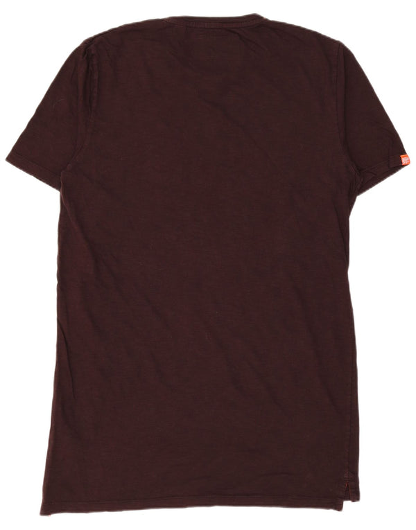 SUPERDRY Mens T-Shirt Top XL Burgundy Cotton