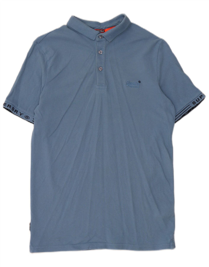 Tricou polo grafic pentru bărbați Superdry, bumbac albastru mediu