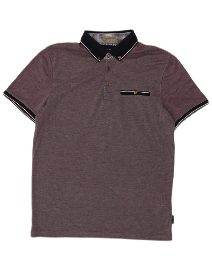 TED BAKER Mens Polo Shirt Size 3 Medium Purple Modal