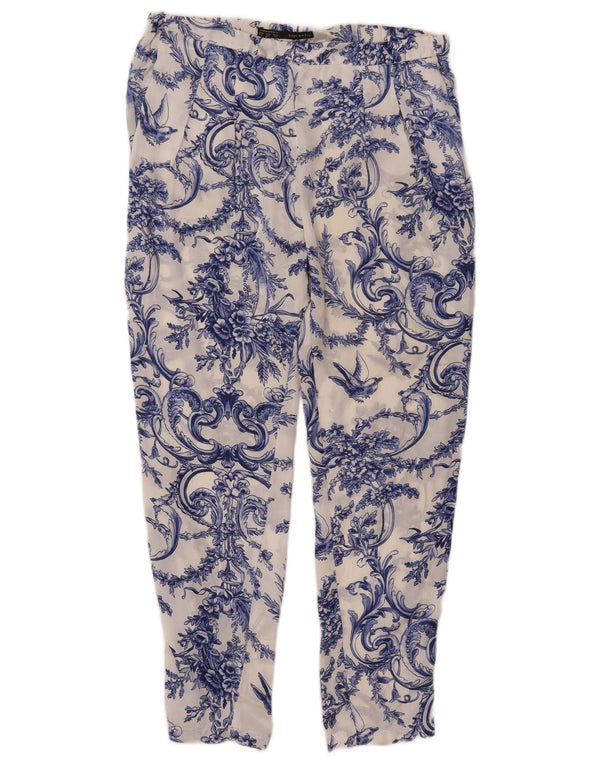 Pantaloni tăiați pentru femei ZARA XS W30 L25 Alb Floral