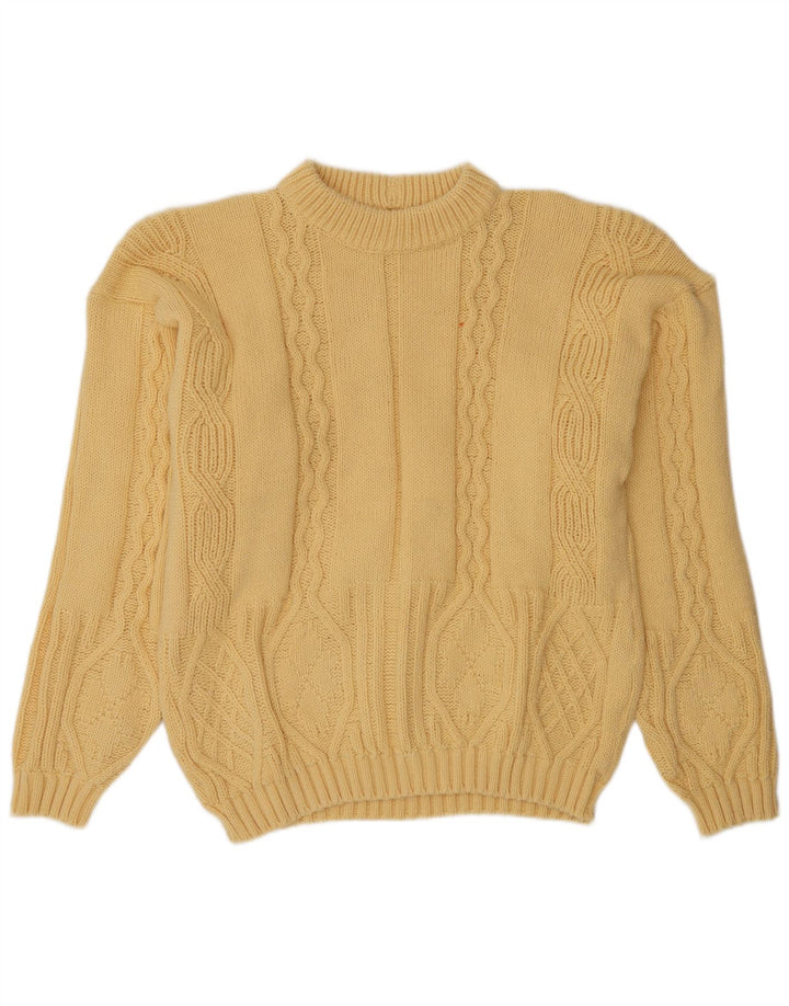 Pulover vintage pentru bărbați cu gâtul turnat, mare, galben