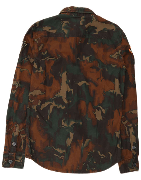 Superdry Mens Classic Fit Military Shirt Small Green Camouflage Cotton