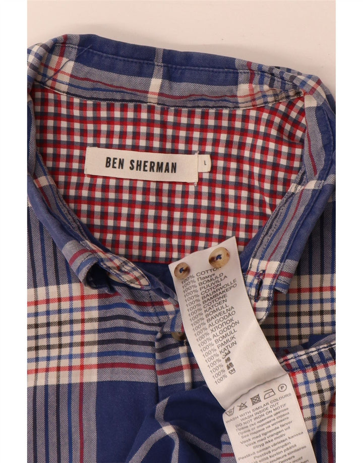 Cămașă pentru bărbați Ben Sherman, mare din bumbac cu carouri bleumarin