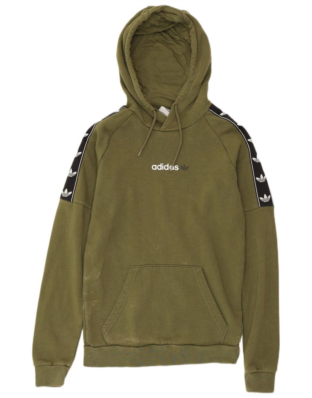 Pulover ADIDAS pentru bărbați cu glugă grafică XS kaki bumbac color bloc