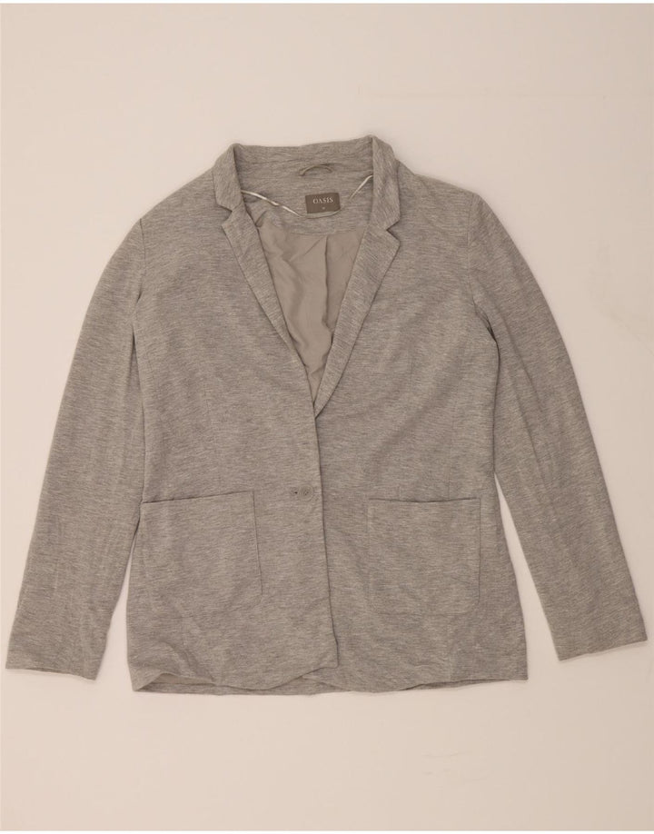 OASIS Womens Loose Fit 1 Button Blazer Jacket UK 10 Small Grey Viscose Vintage Oasis and Second-Hand Oasis from Messina Hembry 