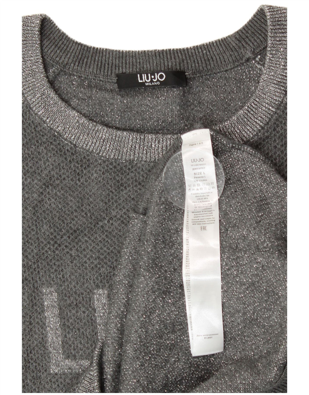 Pulover pentru femei Liu Jo cu decolteu triplu UK 14, argintiu, mare