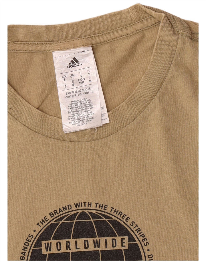 Tricou cu grafică obișnuită Adidas pentru bărbați Top mic din bumbac kaki