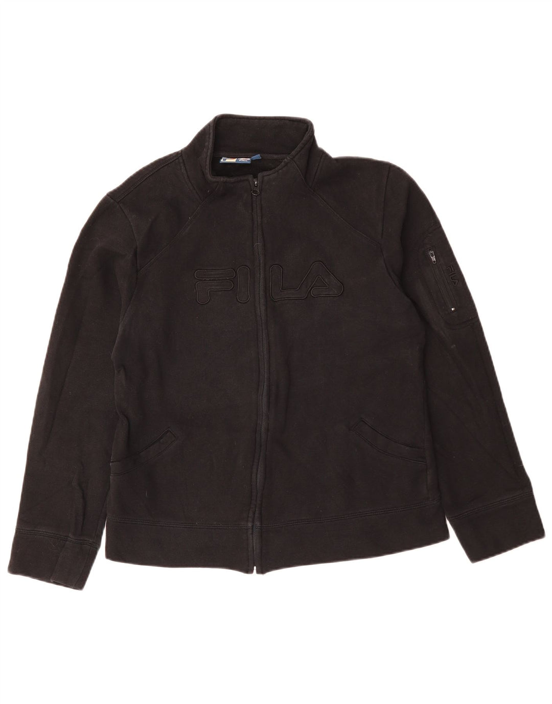 Jachetă de top pentru trening cu grafic pentru femei FILA UK 16, mare, negru, bumbac