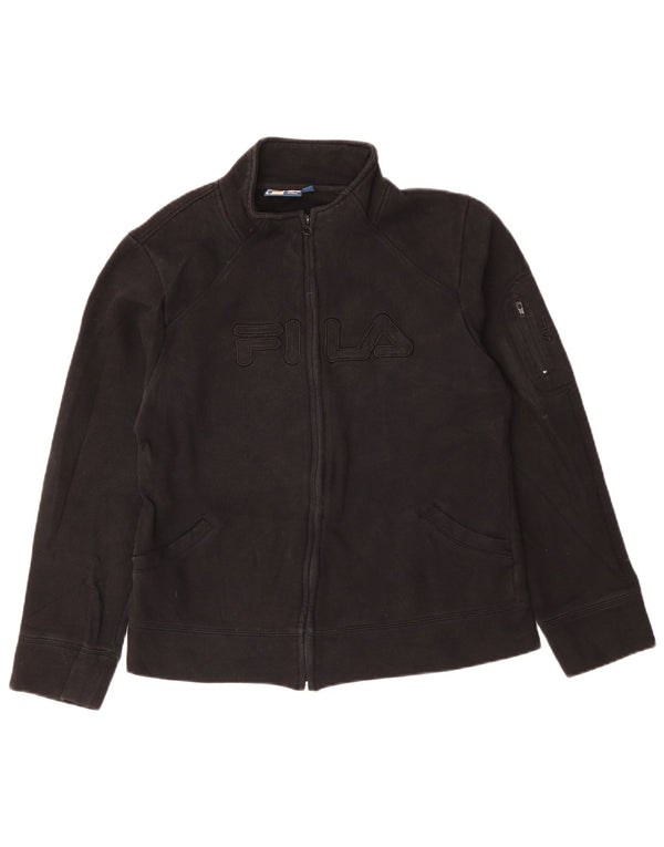 Jachetă de top pentru trening cu grafic pentru femei FILA UK 16, mare, negru, bumbac