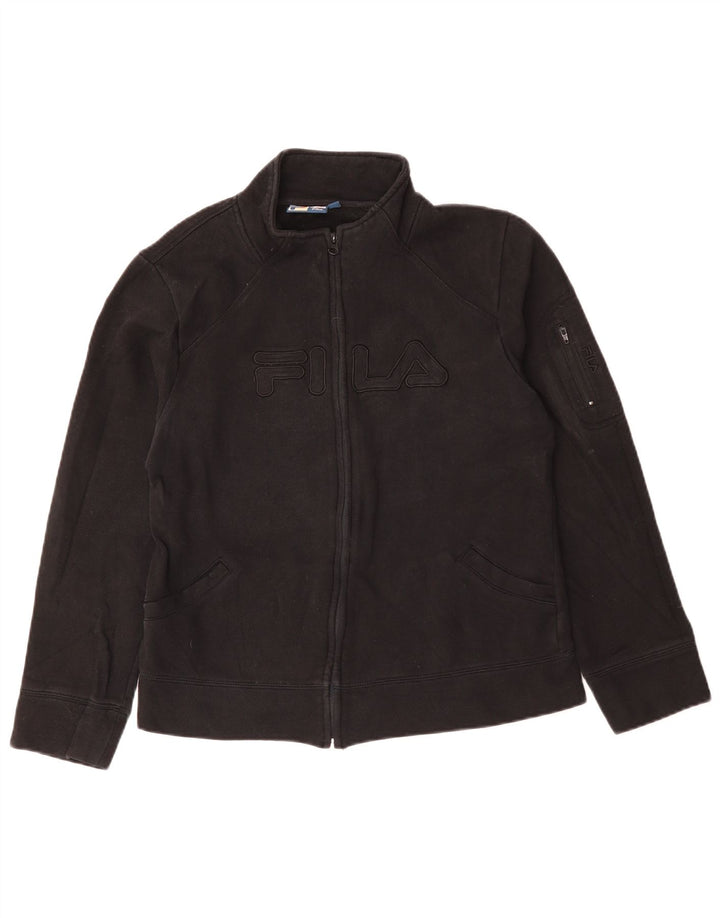Jachetă de top pentru trening cu grafic pentru femei FILA UK 16, mare, negru, bumbac