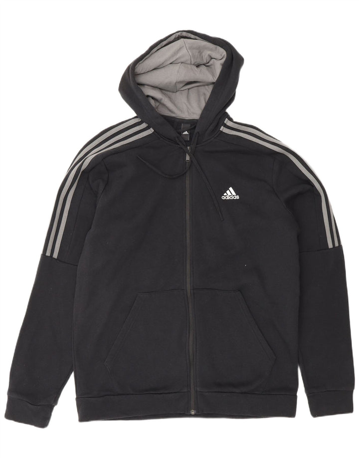 Pulover ADIDAS pentru bărbați, cu fermoar, bumbac mare, negru