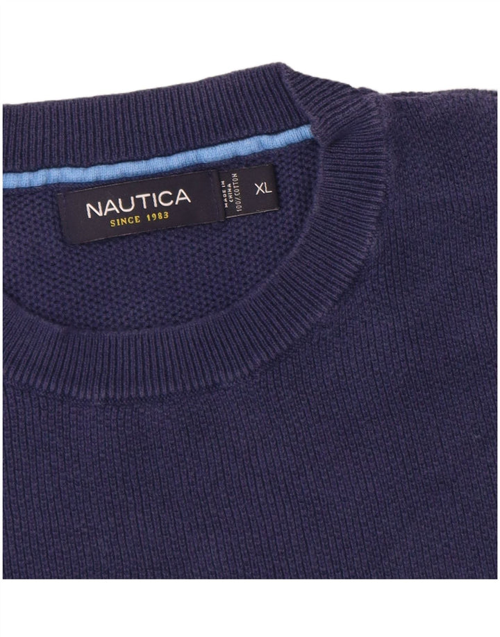 NAUTICA Pulover pentru femei cu decolteu rotund UK 18 XL Bumbac bleumarin