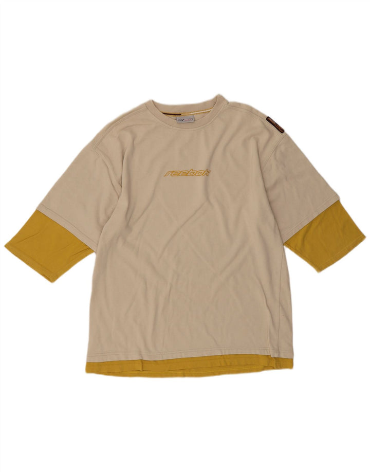 Tricou grafic REEBOK pentru bărbați Top Mediu Bej Colorblock