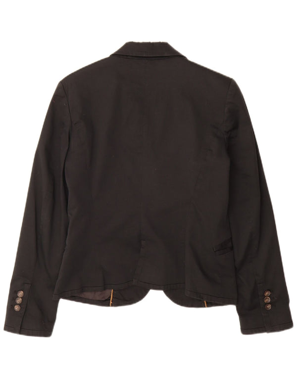 Blazer pentru femei Zara cu 2 nasturi, UK 14, mare, negru, bumbac
