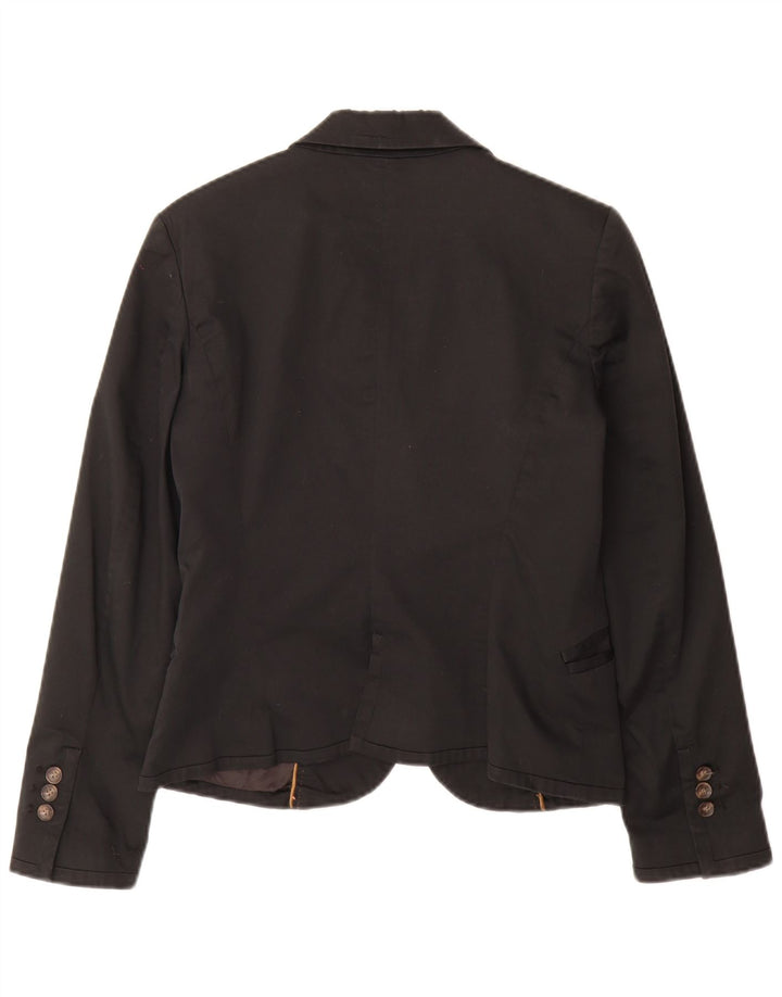 Blazer pentru femei Zara cu 2 nasturi, UK 14, mare, negru, bumbac