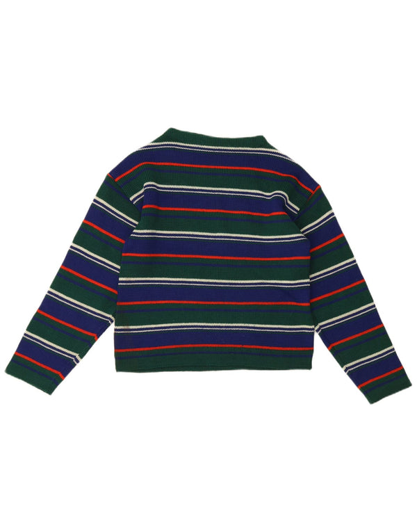 Pulover vintage cu gât țestoasă pentru femei IT 42 verde mediu cu dungi