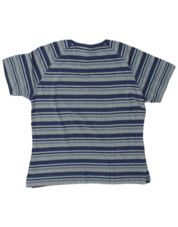 Tricou cu grafic crop Adidas pentru femei Top UK 12 Medium Blue Striped Bumbac