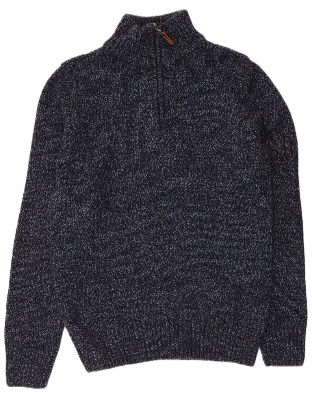 Pulover Superdry pentru femei, cu fermoar, cu gât, UK 14 Medium, bleumarin, pete