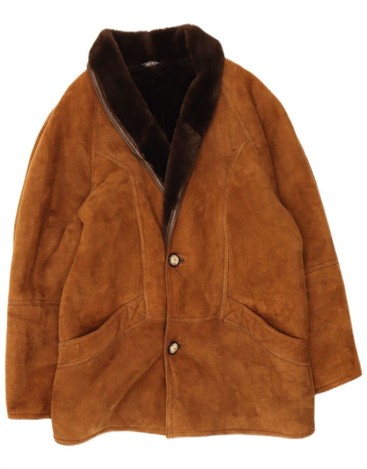 Jachetă vintage pentru bărbați din shearling IT 48 Maro Mediu