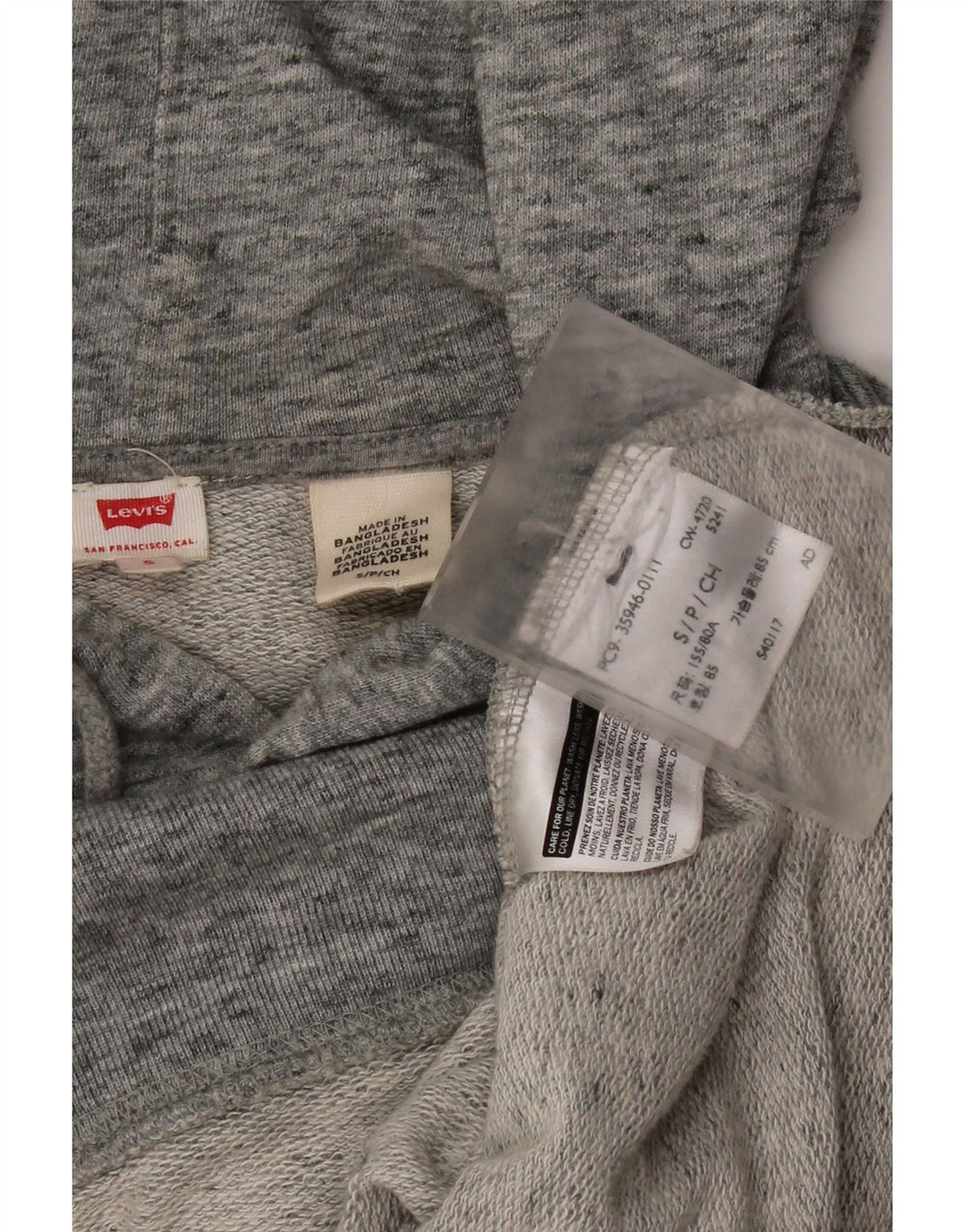 Pulover cu glugă supradimensionat cu grafic Levi's pentru femei UK 10 Small Gri Flecked