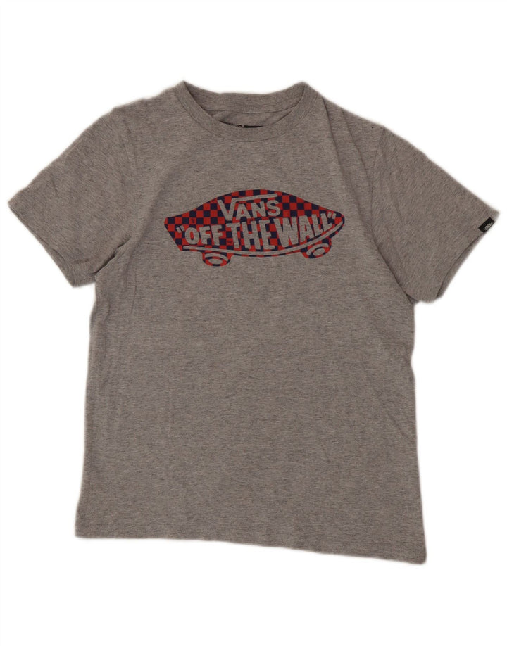 Tricou grafic Vans pentru băieți Top 10-11 ani, bumbac cu pete gri mediu