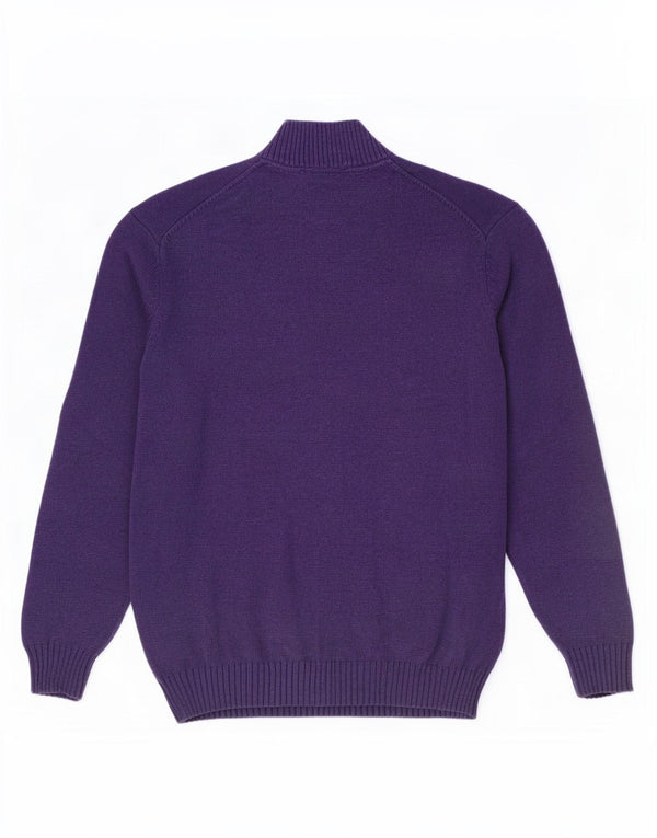 Lacoste Mens Zip Neck Jumper Sweater Size 7 2XL Purple Cotton