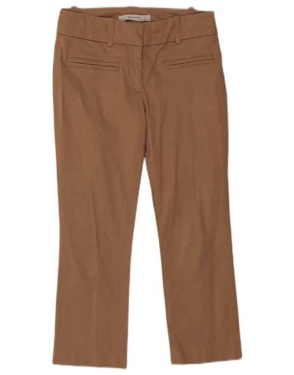 Pantaloni Drepți Casual Zara Femei EU 36 XS W26 L23 Bej Bumbac