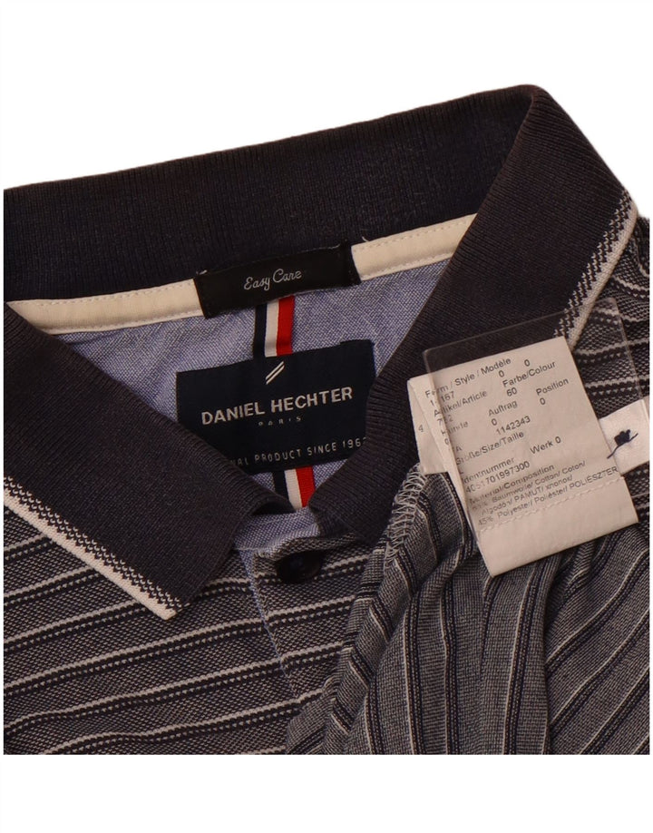 DANIEL HECHTER Tricou polo pentru bărbați, ușor de întreținut, din bumbac cu dungi gri mari