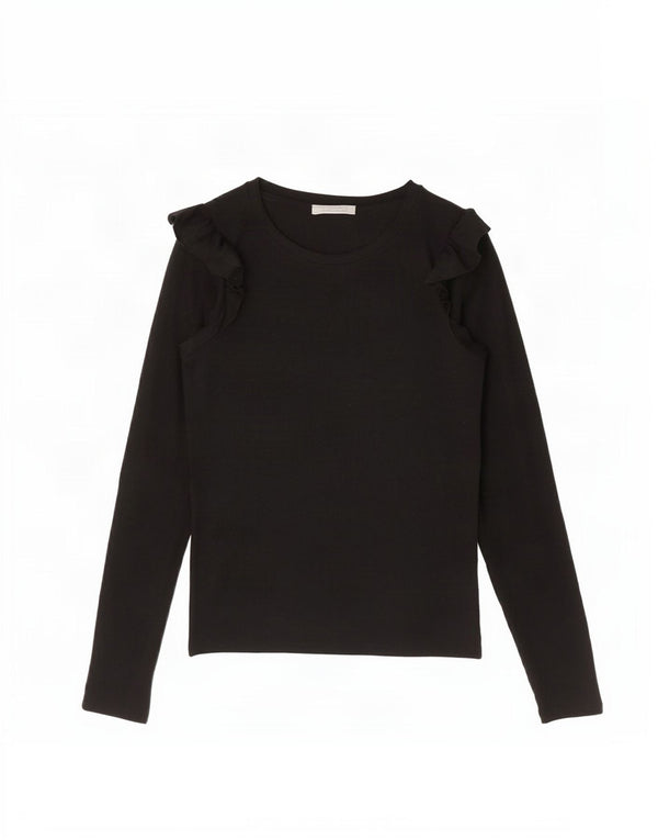Top Trafaluc pentru femei Zara cu mânecă lungă UK 12 Medium Negru